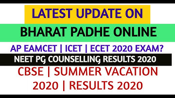 BHARAT PADHE ONLINE | AP EAMCET,ICET,ECET 2020 | NEET PG RESULT 2020