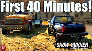 SnowRunner: FIRST 40 MINUTES OF GAMEPLAY! Starter Truck, Mud, Exploring, & MORE