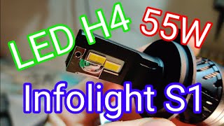 LED H4 Infolight S1 55W + фара VW Polo Sedan