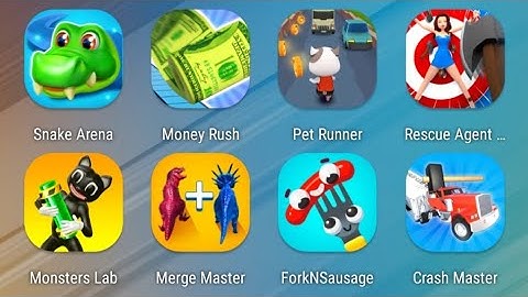 Snake Arena,Money Rush,Pet Runner,Rescue Agent,Monsters Lab,Merge Master,Fork N Sausage,Crash Master