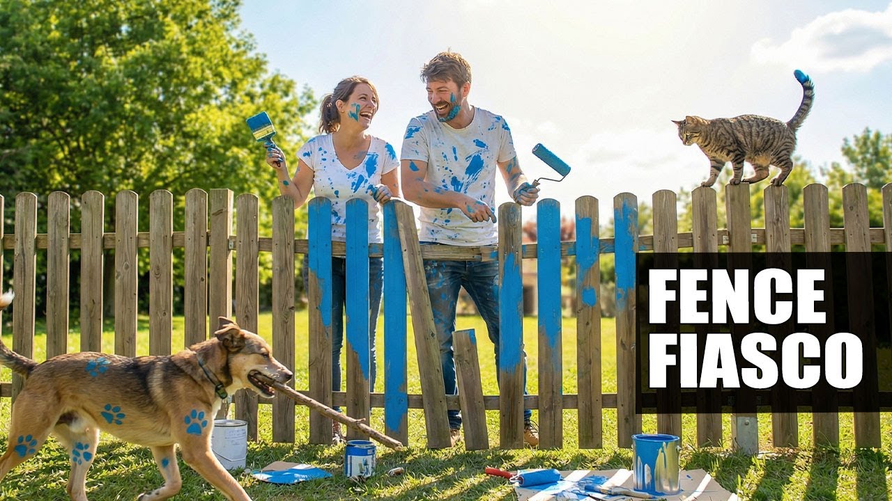 Our Hilarious Backyard Fence Makeover: DIY Disasters, Blue Paint, and Paw Prints!