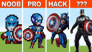 NOOB VS PRO VS HACKER Pixel Art Minecraft ✨ Captain America