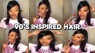 90 S Inspired Hair Tutorial Half Up Half Down Hair Flip Swoop Bang Nabeauty Hair Youtube