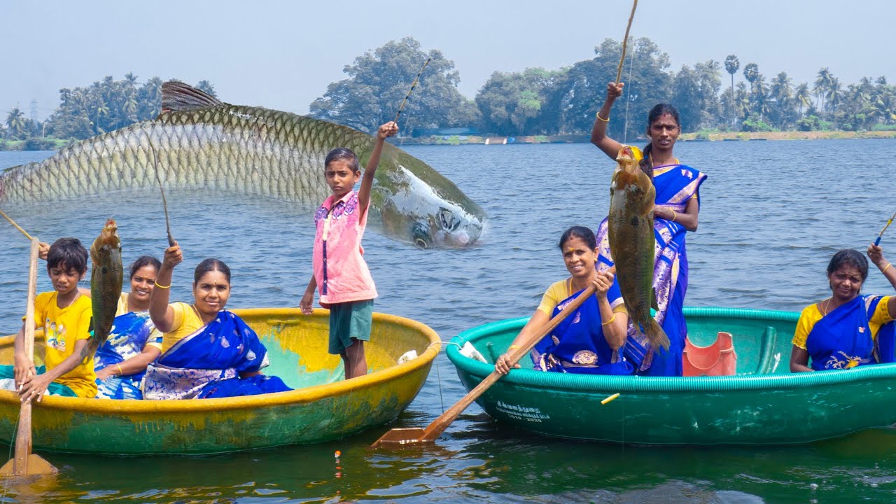 Big Fish Catching Using Fishing Rod In Lake  | Fishing Rod | Village Fishing Life