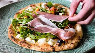 [No Music] Prosciutto, Rocket, Fig And Goat Cheese Pizza Recipe Ideas | Gozney Roccbox Pizza Oven