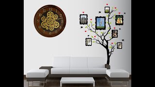 Ornate Quartz Decorative Modern Wall Clock with Moving Gold Gears