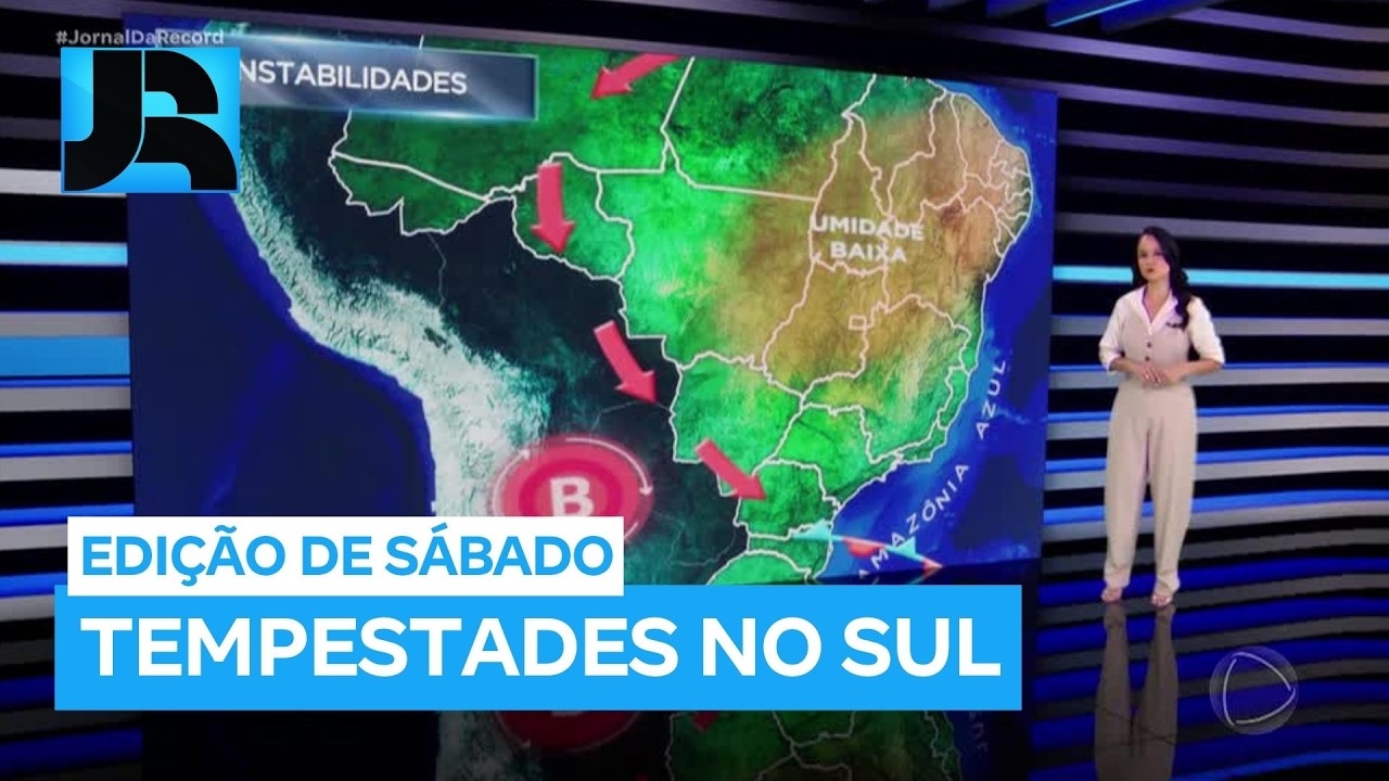 Previsão do Tempo: tempestades avançam pelo Sul, e calor segue com força no centro do Brasil