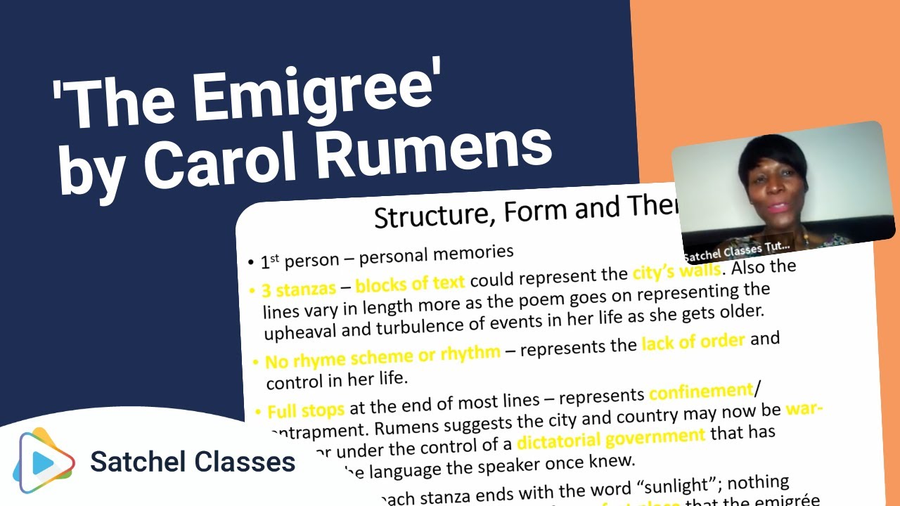 'The Emigree' by Carol Rumens | English | Satchel Classes
