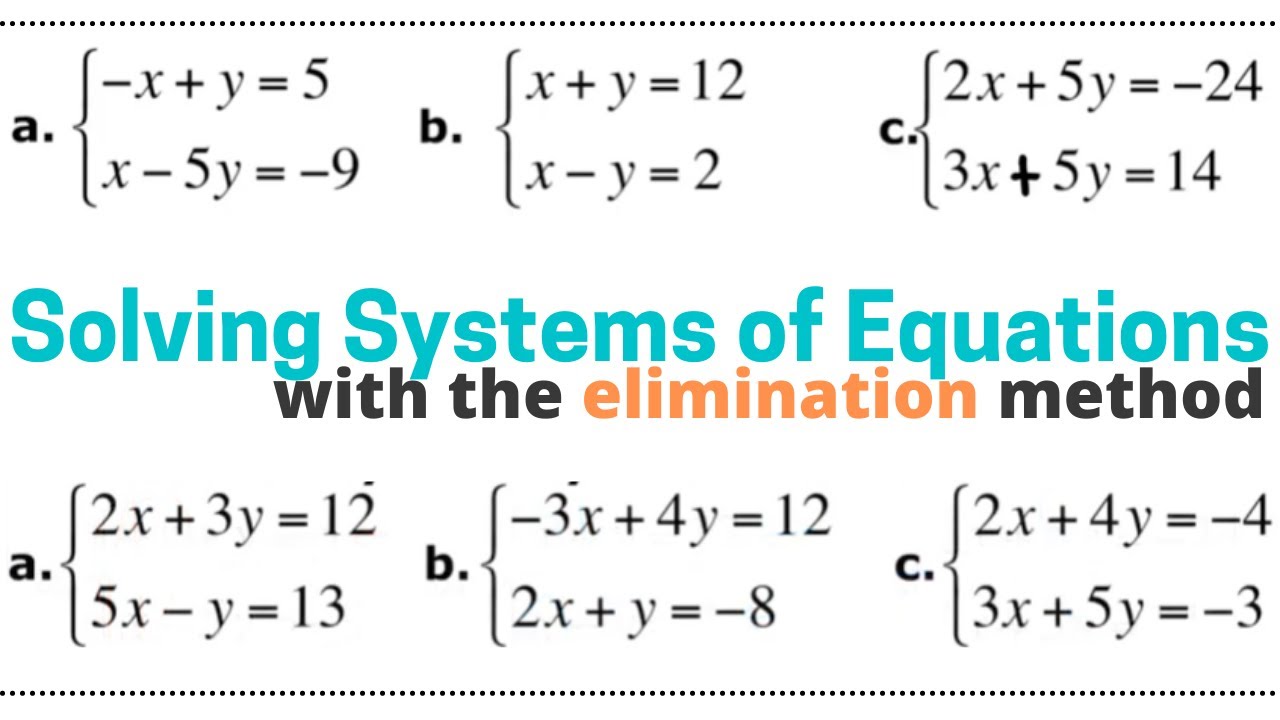 Solving Systems Of Linear Equations | Elimination Method - YouTube