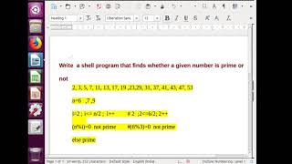 Shell program to find whether given number is prime or not in Linux operating system Hindi