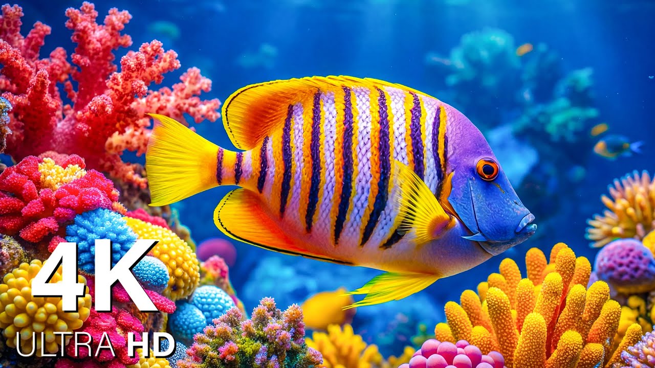 Aquarium 4k VIDEO ULTRA HD - Dive Into the Mesmerizing Underwater Realm-Marvel at Sea Animal