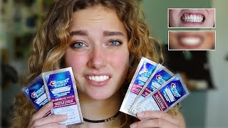 TESTING CREST 3D WHITESTRIPS FOR 5 DAYS | whitening teeth at home, sensitivity, before + after pics!