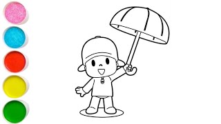Umbrella Pocoyo Picture Drawing, Painting, Coloring For Kids And Toddlers Simple Hand Drawings