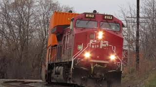 [4K] CP 132: CP 8153 and KCS 4690 at Streetsville 4/18/2025