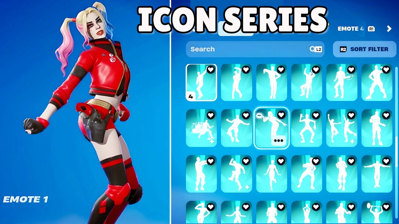 ALL ICON SERIES EMOTES & TIKTOK DANCES! (Mine, Looking Good, Heel Click Breakdown ...)