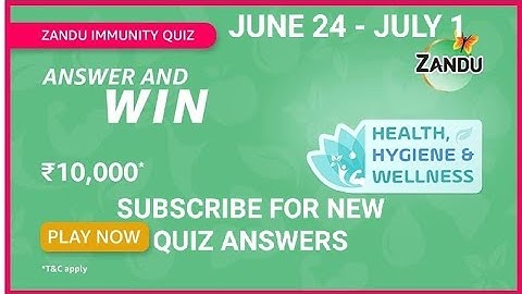Amazon Zandu Immunity Quiz today, Win 10000, win Amazon pay, Quiz on June 24