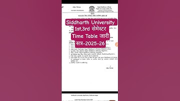 Siddharth University Time Table 2025 |Siddharth University Ma Time Table #shorts
