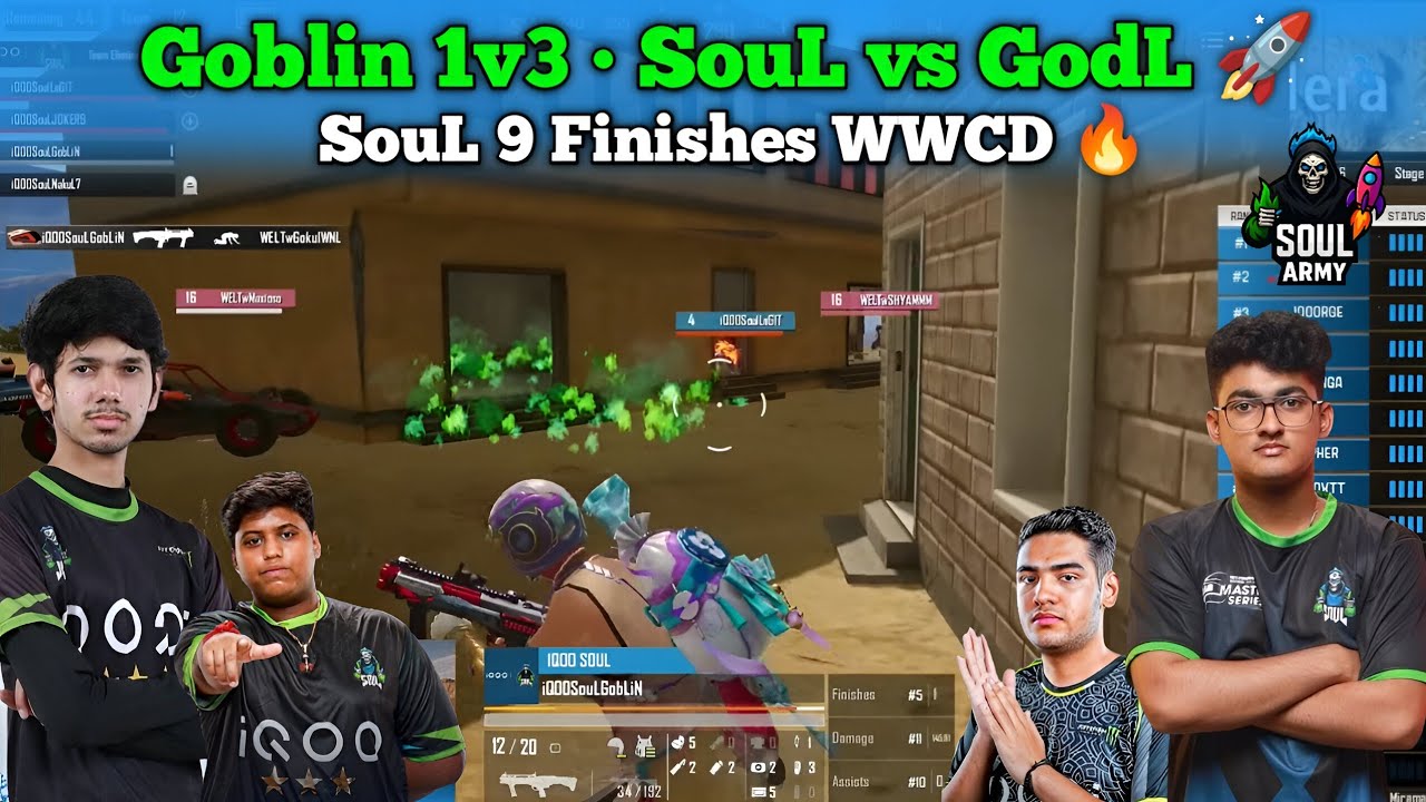 Goblin 1v3 🚀 SouL vs GodL 🔥 iQOOSouL 9 Finishes WWCD 🚀 Pro Championship live 