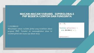 Macam-Macam Variabel Superglobals PHP