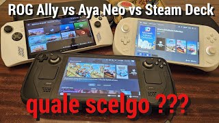 OMG Che Console PC compro?? versus esperienziale Rog Ally Vs Aya Neo Geek 1S Vs Steam Deck