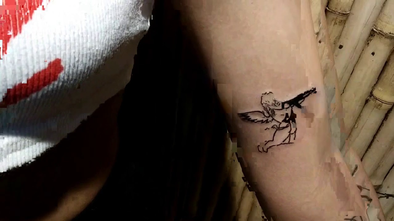 Small Angel With Ak47 Tattoo Tattoo Ideas For Girls Youtube Ak47 Tattoo Angel Tattoo Designs Small Angel Tattoo