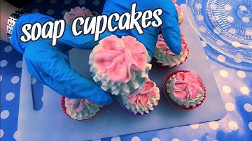 FLOWER SOAP CUPCAKES | how to pipe soap | piping flowers with cold process soap