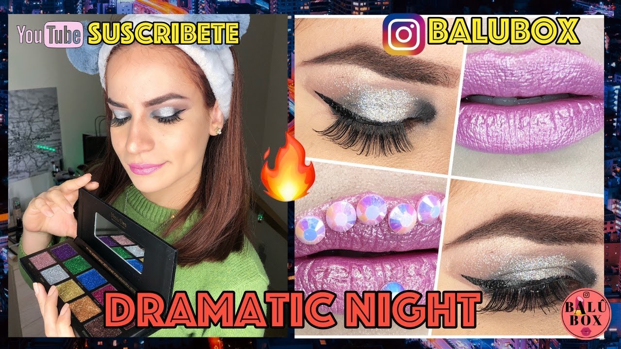 Dramatic night, Paleta Glitter Bomb (Viva la diva) Maquillaje disco