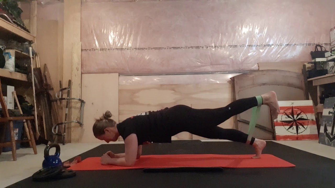 Low plank same leg raise with mini band - YouTube