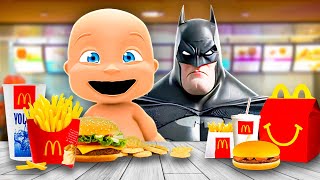 Baby and BATMAN Go to MCDONALDS!