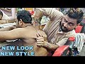 Back body pain relief massage therapy by Indian barber | Head massage with neck cracking | ASMR