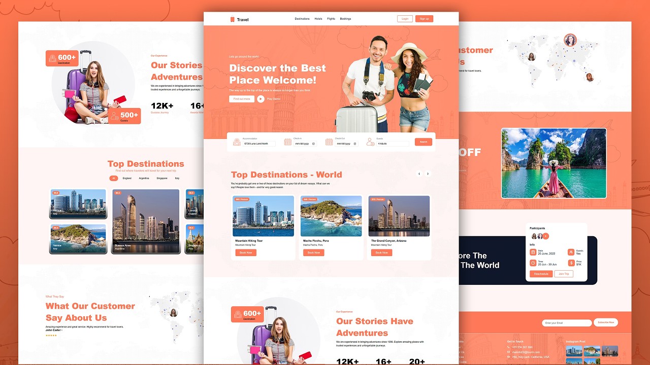 Create A Responsive Tour & Travel Agency Website Design Using HTML ...
