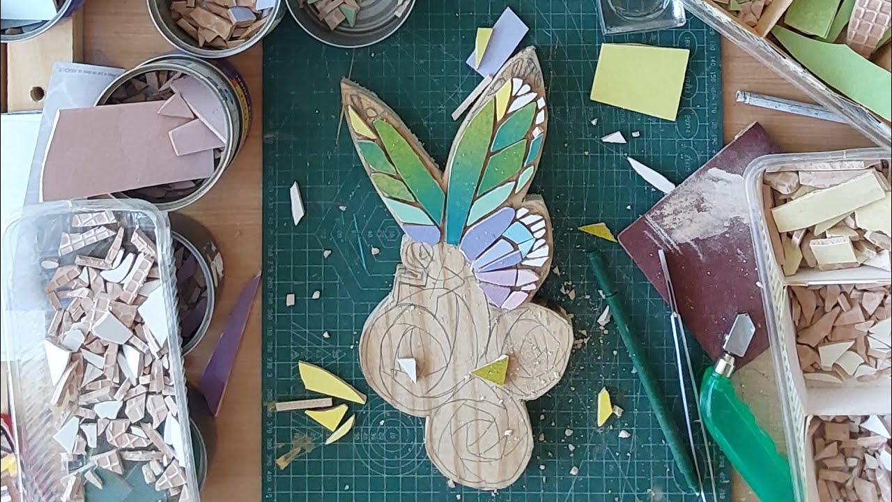 🌱 Aprendiendo MOSAICO 🧩 PROCESO CREATIVO Mariposa 2°Parte 🦋 #diy #tutorial #handmade  #mosaic 