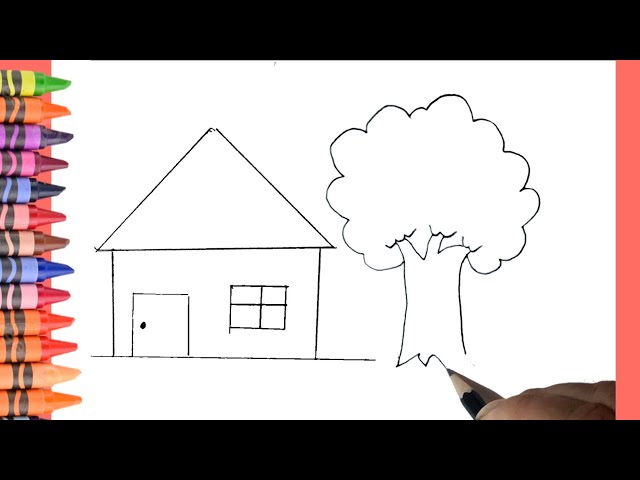 Learn How to draw house with pencil, Easy step by step guide, pencil drawing class=