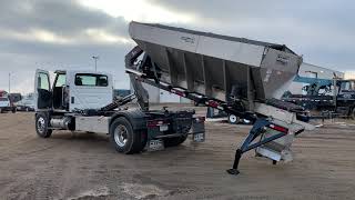 Hiab MULTILIFT hooklift unloading SaltDogg w/BTE cradle
