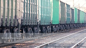 A freight train carries rubble and other bulk cargo. Freight concept