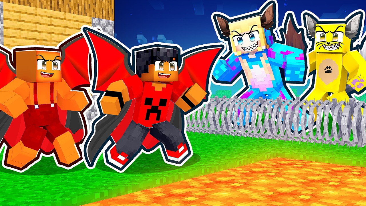 Base Segura de VAMPIROS vs MENINAS LOBO no Minecraft