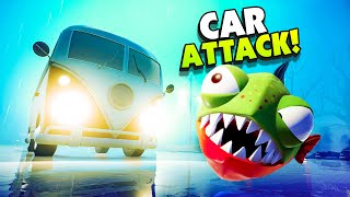 CARS Try To RUN THE PIRANHA Over!  New I Am Fish Gameplay