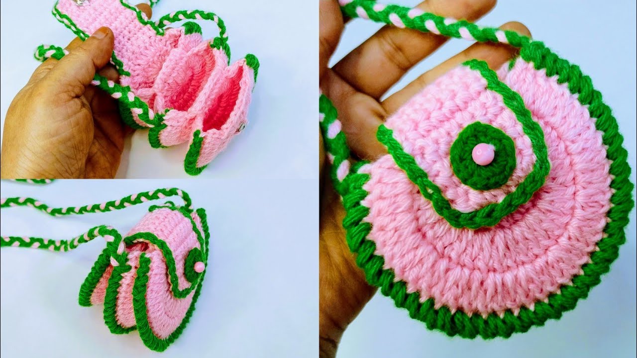 Make A Coin Purse Very Intresting Tricks// How To Crochet Mini Purse #crochet #crosia