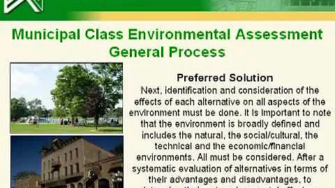 Introduction to Municipal Class Environmental Assessment (MCEA)