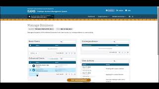 Using Manage Business features in EAMS
