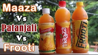 Maza Vs Patanjali Vs Frooti REVIEW कोनसा सबसे अच्छा mango drink ? हिंदी में । screenshot 2