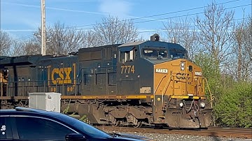 Dash 8 leader! CSX 7774 East Lawrence IN 4/12/23