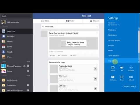 How to log out from Facebook app in Windows 8 / Windows 8.1