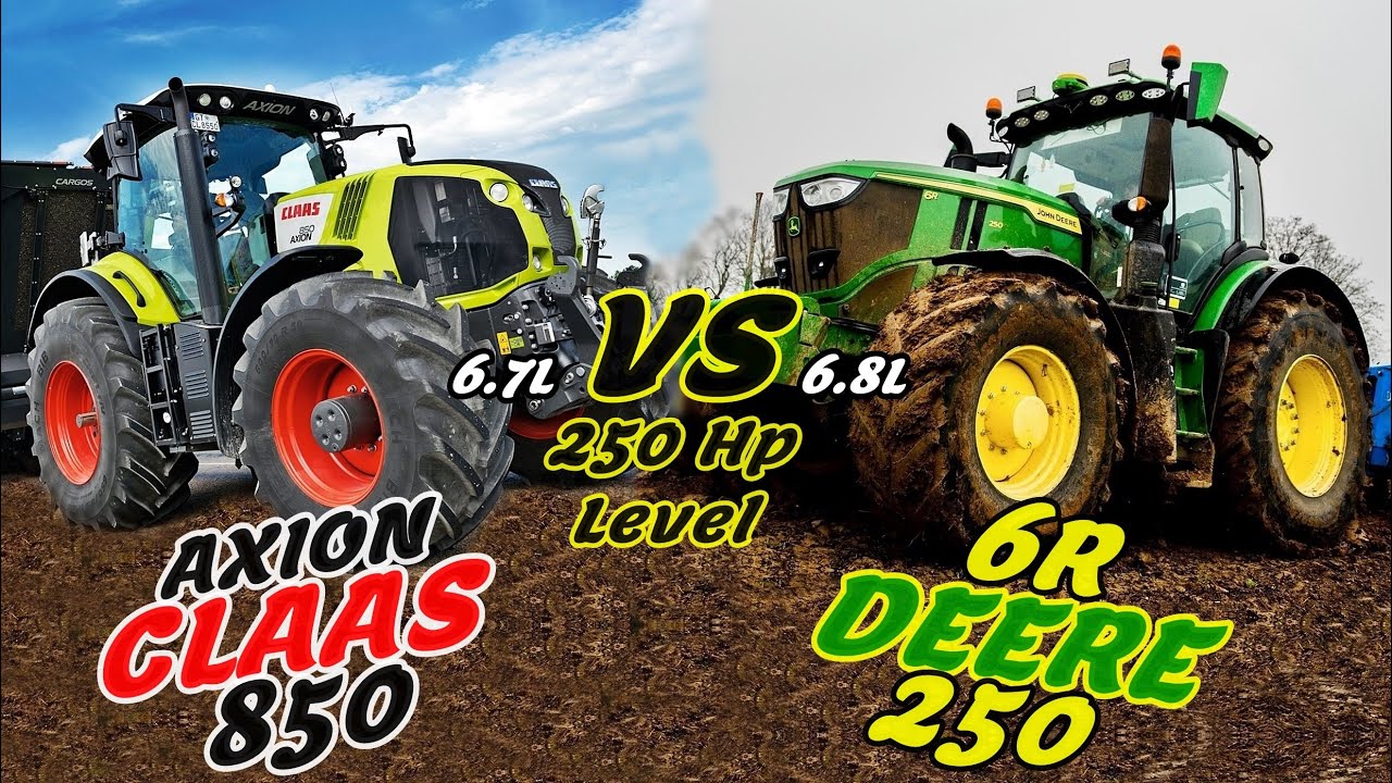 Claas 850 AXION Vs Deere 6R 250 - Which is stronger/faster/bigger/cheaper on 250 Hp ? Comparison