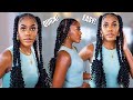 4 JUMBO BRAIDS W/ CURLY ENDS TUTORIAL | QUICK & EASY PROTECTIVE STYLE