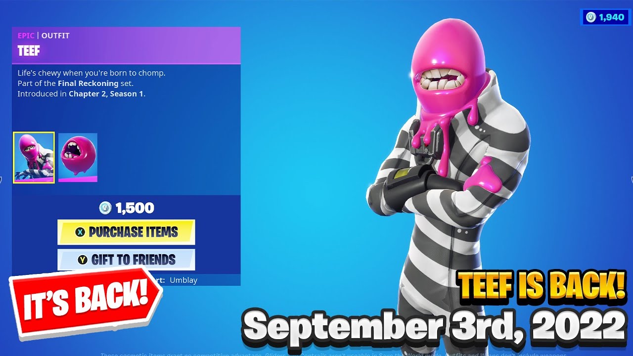 Teef Is Back! | Fortnite - Item Shop [September 3rd, 2022] - YouTube