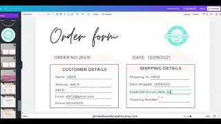 Quick Tutorial edit your Order Form in easy way I Canva Tutorial I