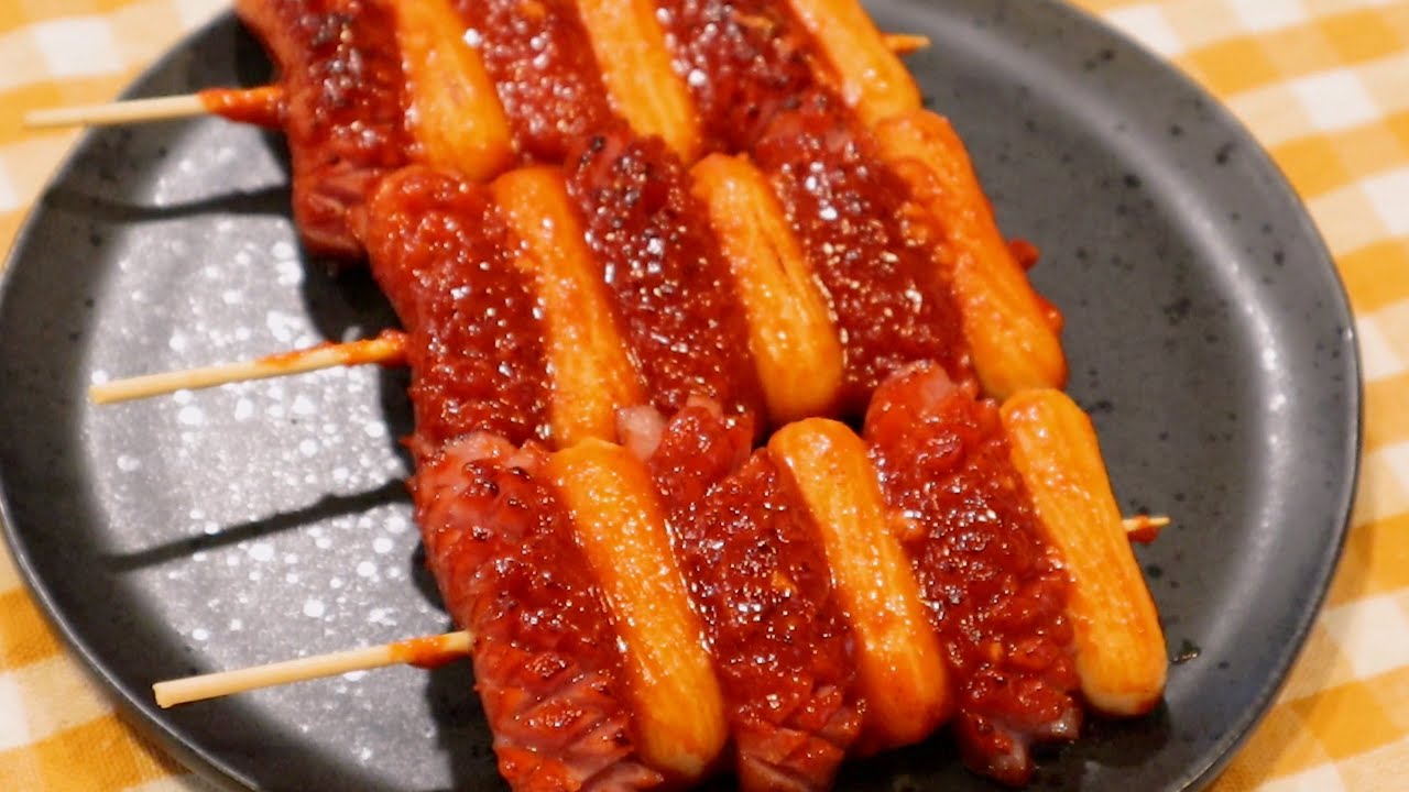 Sweet Spicy Sausage and Rice Cake Skewers! Simple Recipe! YouTube