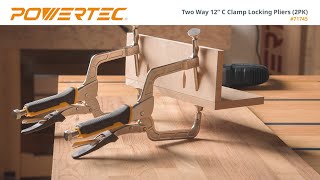 Right Angle Clamp 12", Two Way with Locking Pliers Set - POWERTEC (71745) Woodworking Accessories