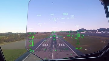 Live from the Airbus Cockpit - Head Up Display - ILS approach Bergen